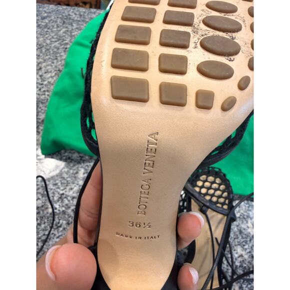 Bottega Veneta Black Stretch Mesh Square Toe Sandals 36 1/2 - Picture 6 of 16